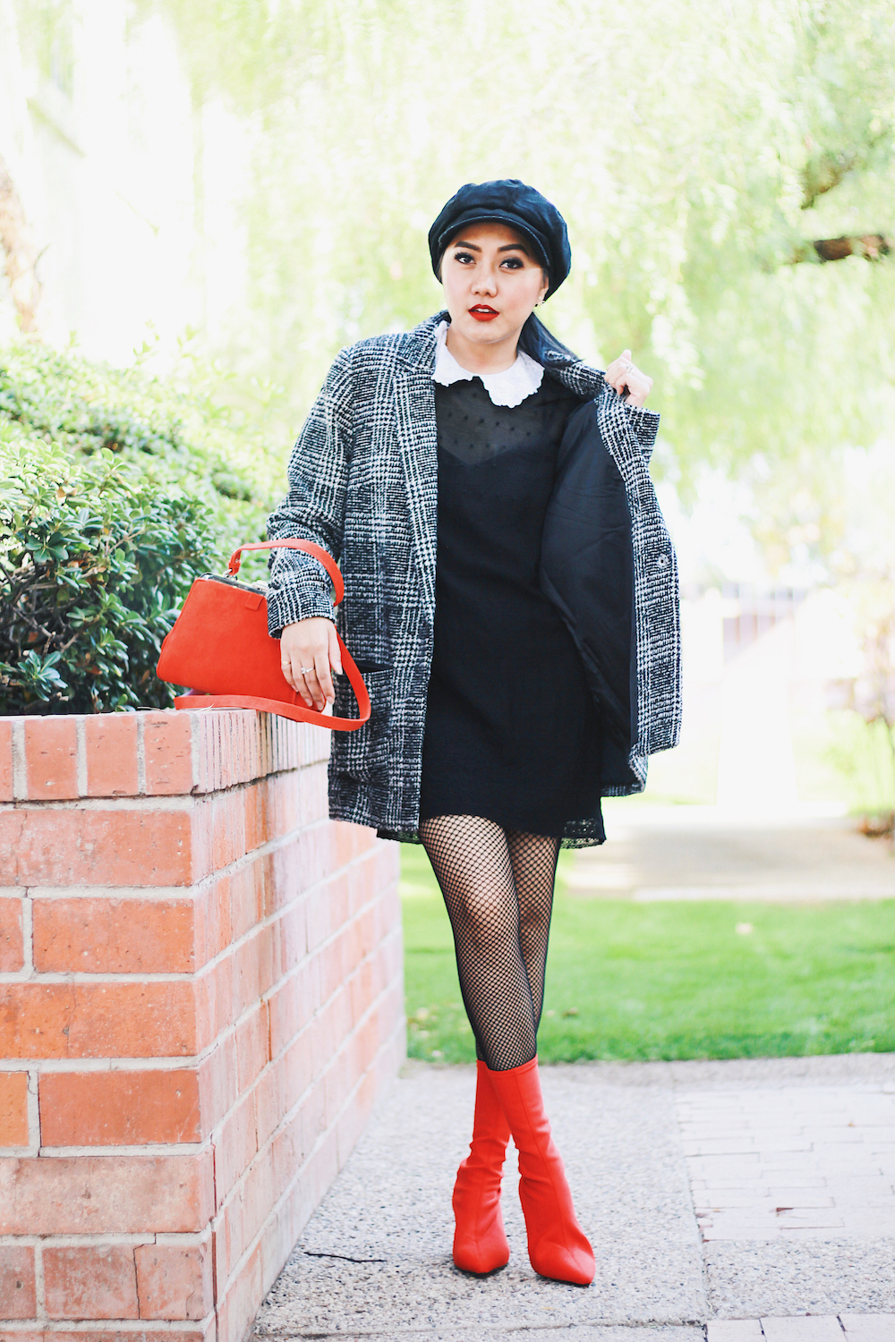red boots with black dress